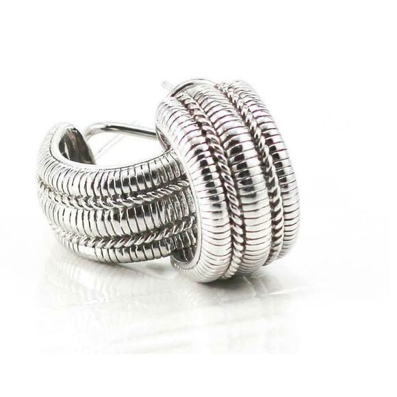 Judith Ripka Jewelry - Judith Ripka Wide Cable Semi Hoop Sterling Silver Earrings Pierced